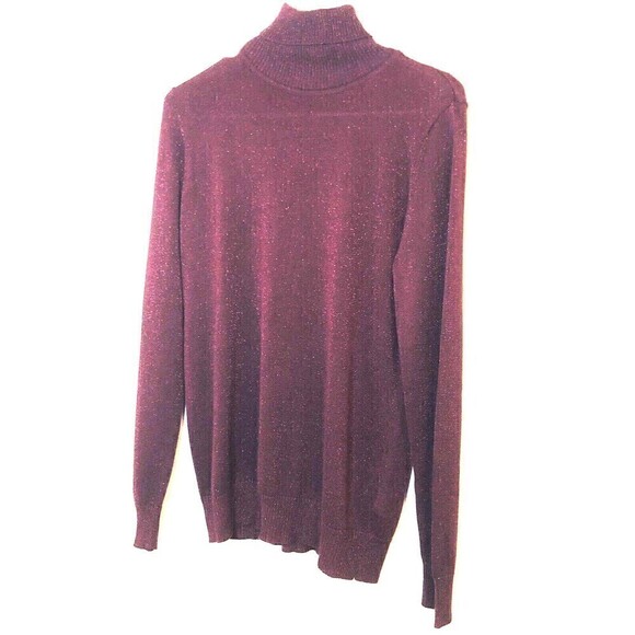 Joseph A. Women's Burgundy / Sparkle Silk Top, Turtle Neck, Size (M) #HB - Picture 1 of 7